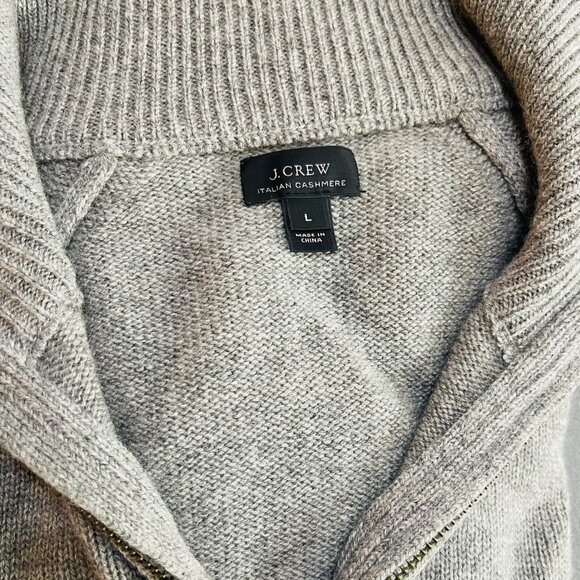 J Crew 100% cashmere sweater sz Large gray 1/4 zip multiply knit - Picture 3 of 6